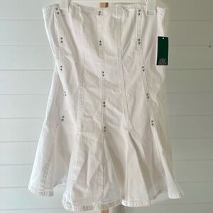 Wild Fable Denim Pleated Mini A‎ Line Dress White NWT